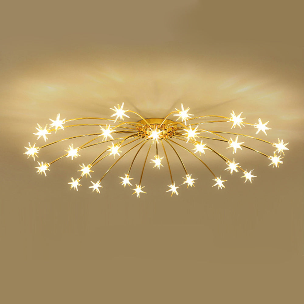 Ceiling Lamp Metal Glass LED 61.0 cm Semi Flush Living Room Dining Room Bedroom Lighting Fixture | Thomler