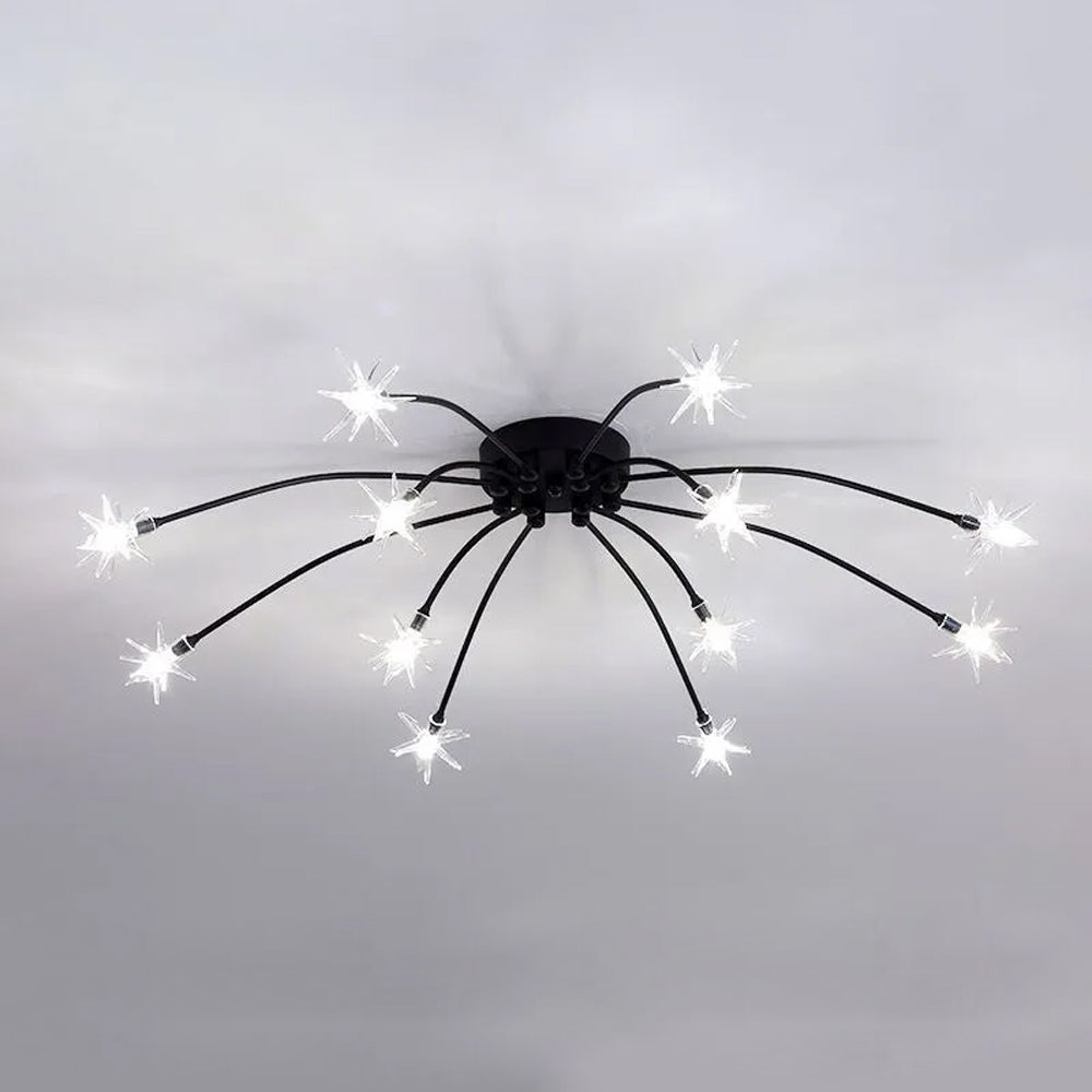 Ceiling Light Metal Glass 24 in Semi Flush Mount Indoor Living Room Dining Bedroom LED Energy Saving | Thomler