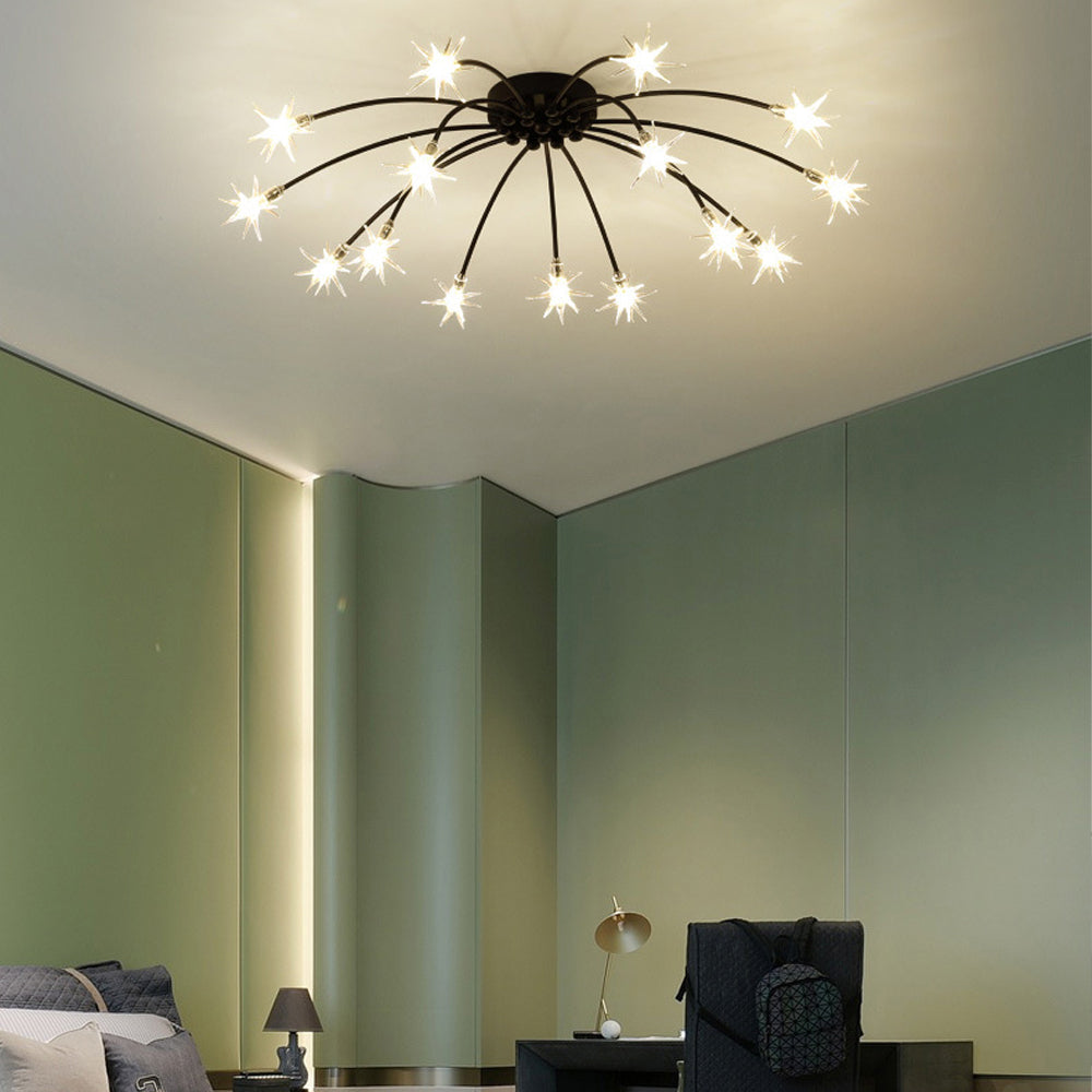 Ceiling Lamp Metal Glass 61.0 cm Semi Flush LED Living Room Dining Room Bedroom Modern Indoor Lighting Fixture | Thomler