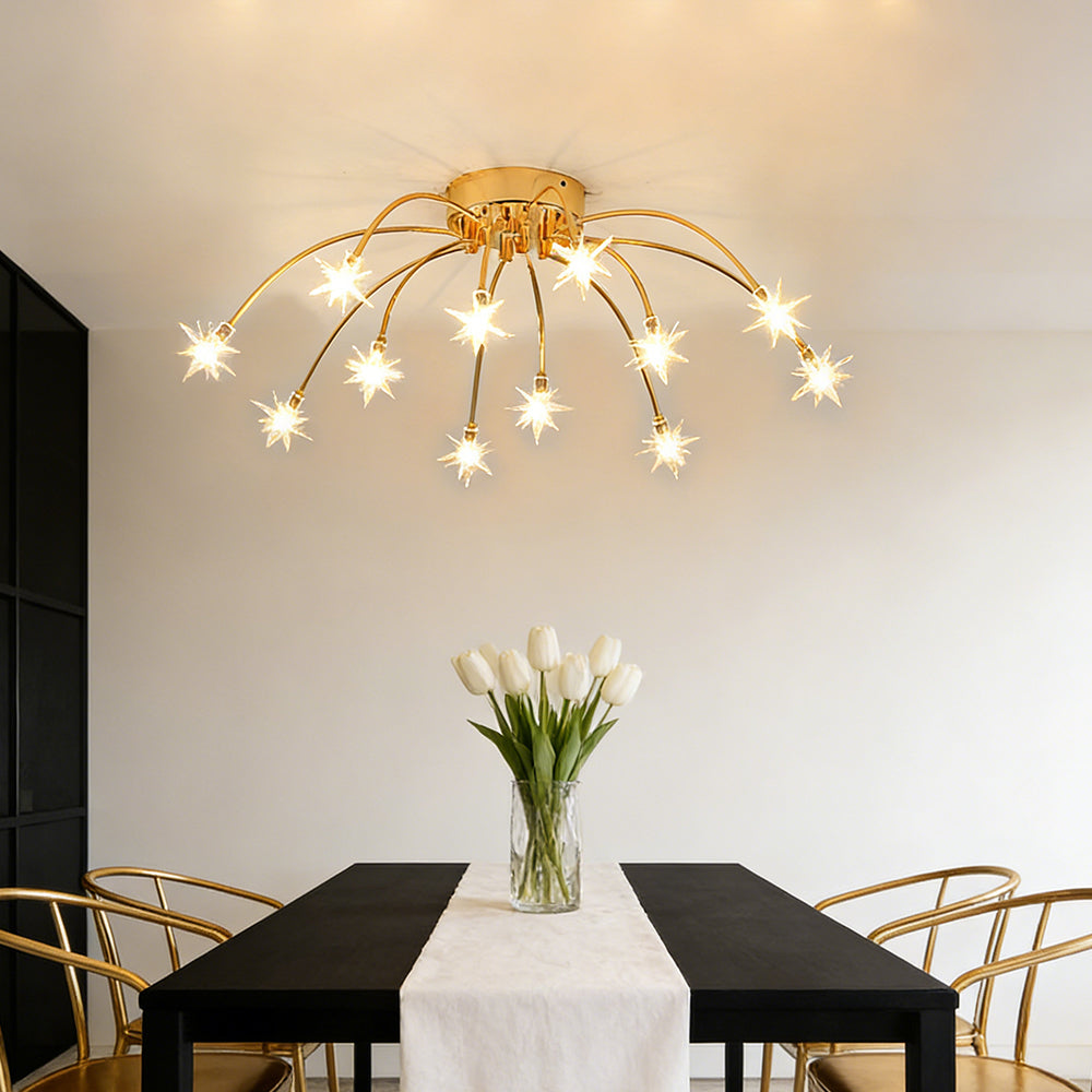 Ceiling Lamp Metal Glass LED 61.0 cm Semi Flush Living Room Dining Room Bedroom Lighting Fixture | Thomler