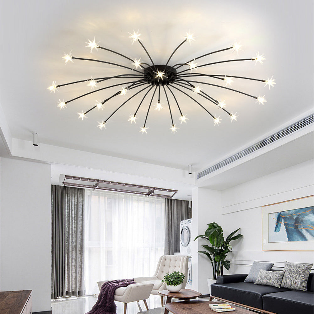 Ceiling Lamp Metal Glass 61.0 cm Semi Flush LED Living Room Dining Room Bedroom Modern Indoor Lighting Fixture | Thomler