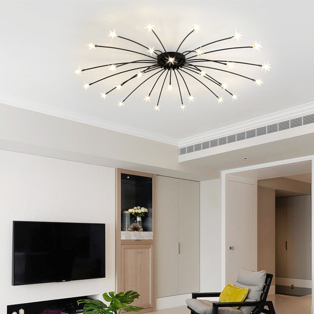 Ceiling Lamp Metal Glass LED 61.0 cm Semi Flush Living Room Dining Room Bedroom Lighting Fixture | Thomler