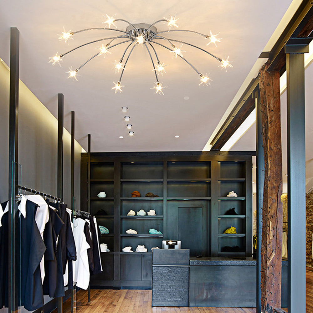 Ceiling Lamp Metal Glass LED 61.0 cm Semi Flush Living Room Dining Room Bedroom Lighting Fixture | Thomler