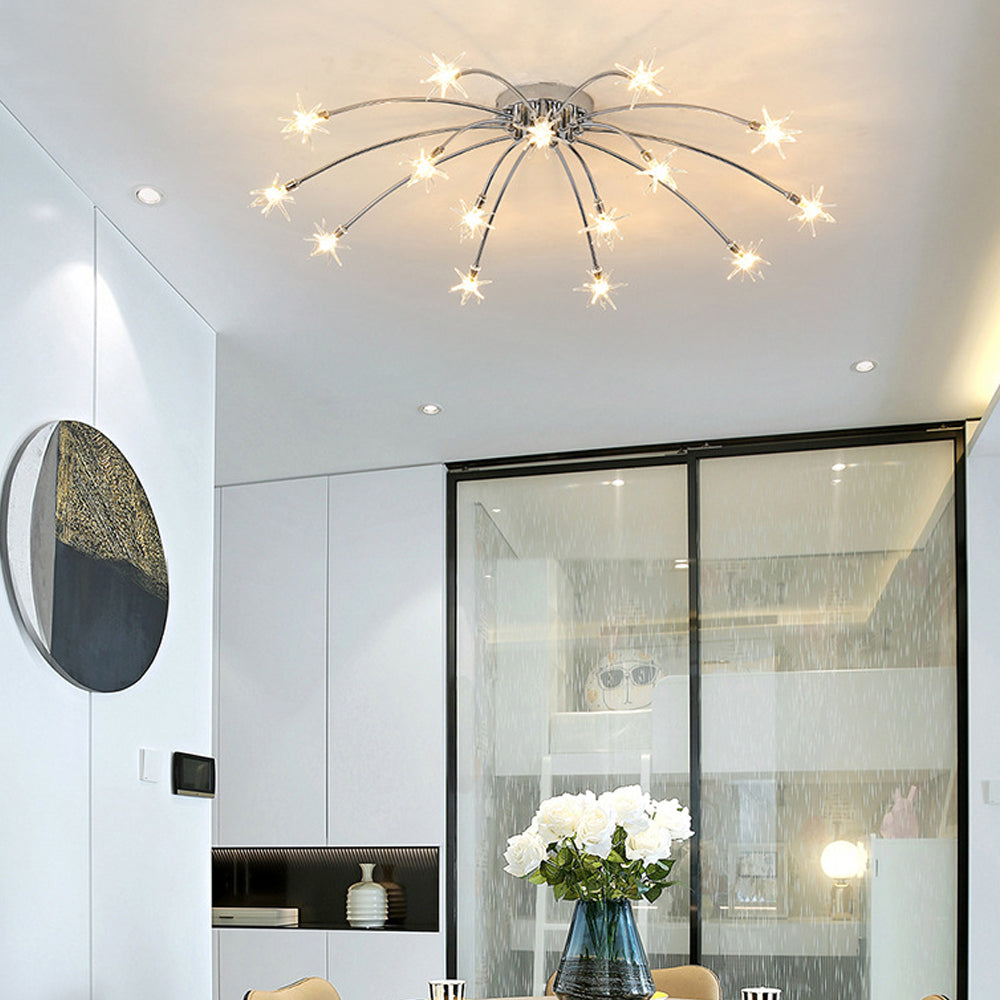 Ceiling Lamp Metal Glass LED 61.0 cm Semi Flush Living Room Dining Room Bedroom Lighting Fixture | Thomler