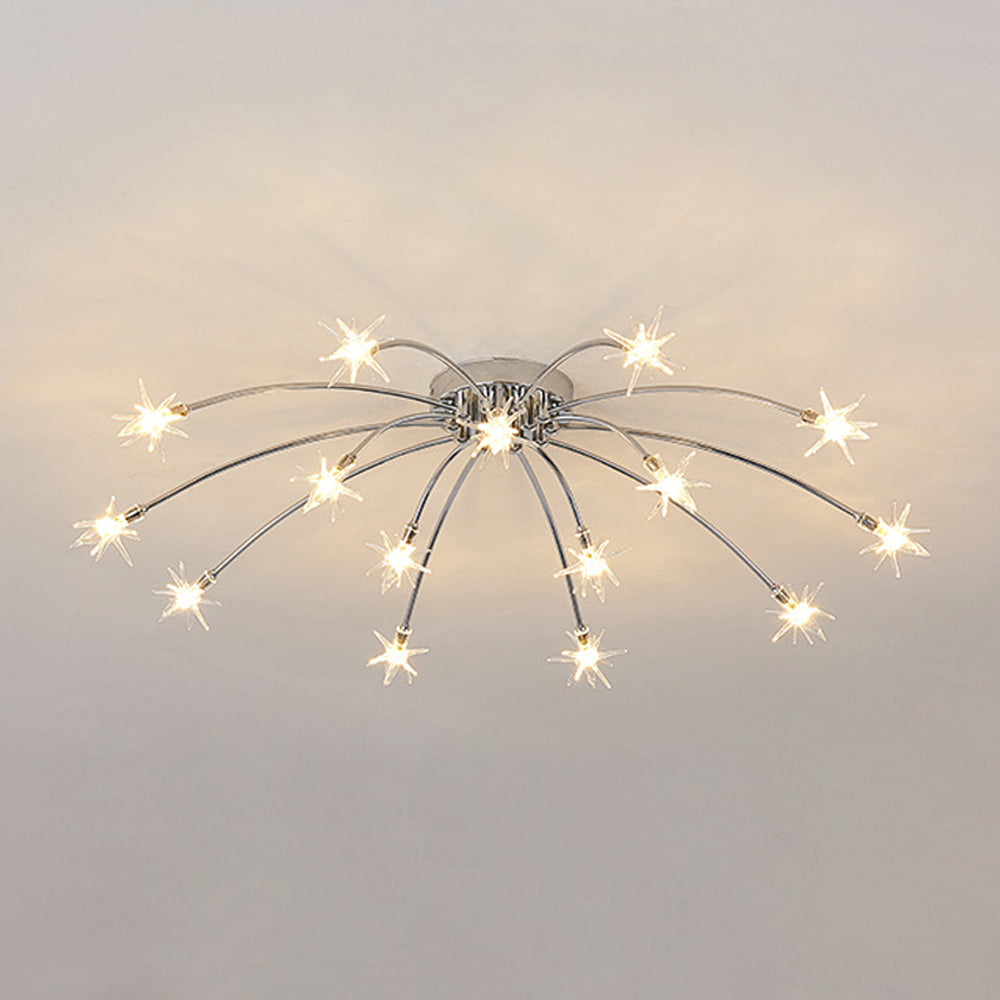Ceiling Lamp Metal Glass 61.0 cm Semi Flush LED Living Room Dining Room Bedroom Modern Indoor Lighting Fixture | Thomler