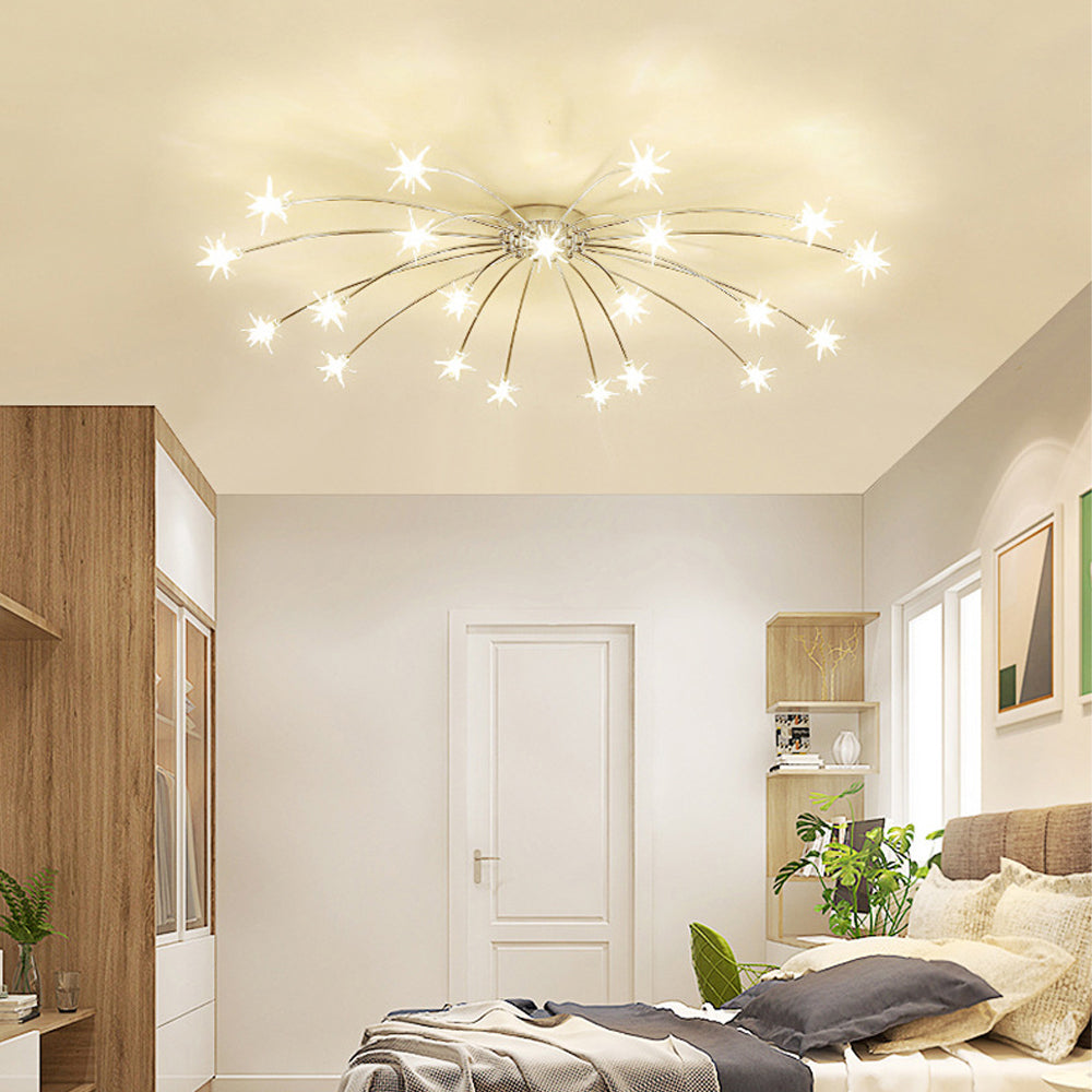 Ceiling Light Metal Glass 24 in Semi Flush Mount Indoor Living Room Dining Bedroom LED Energy Saving | Thomler