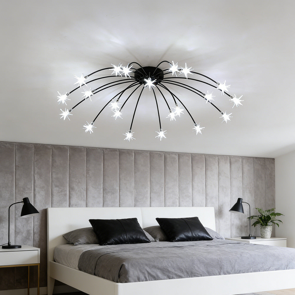Ceiling Light Metal Glass 24 in Semi Flush Mount Indoor Living Room Dining Bedroom LED Energy Saving | Thomler