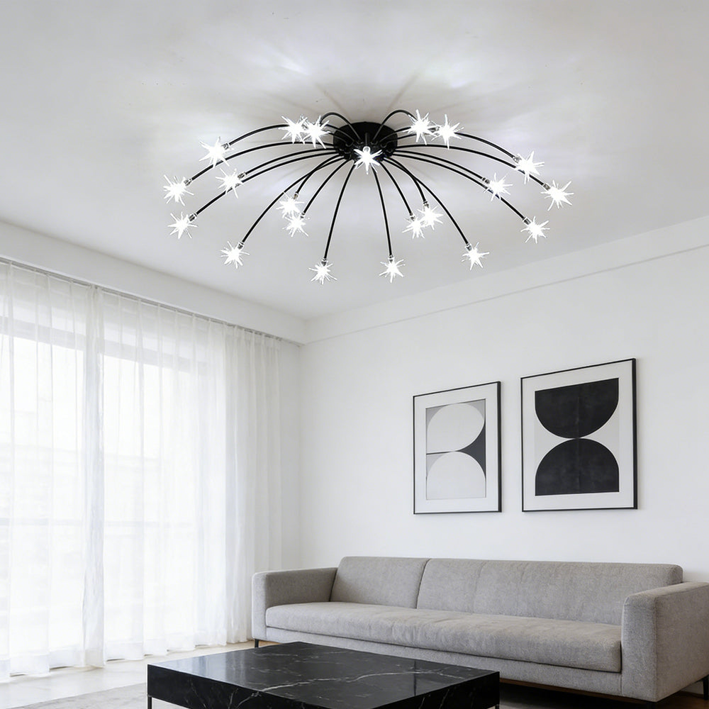 Ceiling Light Metal Glass 24 in Semi Flush Mount Indoor Living Room Dining Bedroom LED Energy Saving | Thomler