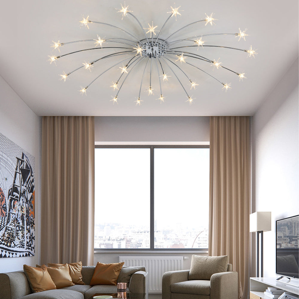 Ceiling Lamp Metal Glass LED 61.0 cm Semi Flush Living Room Dining Room Bedroom Lighting Fixture | Thomler