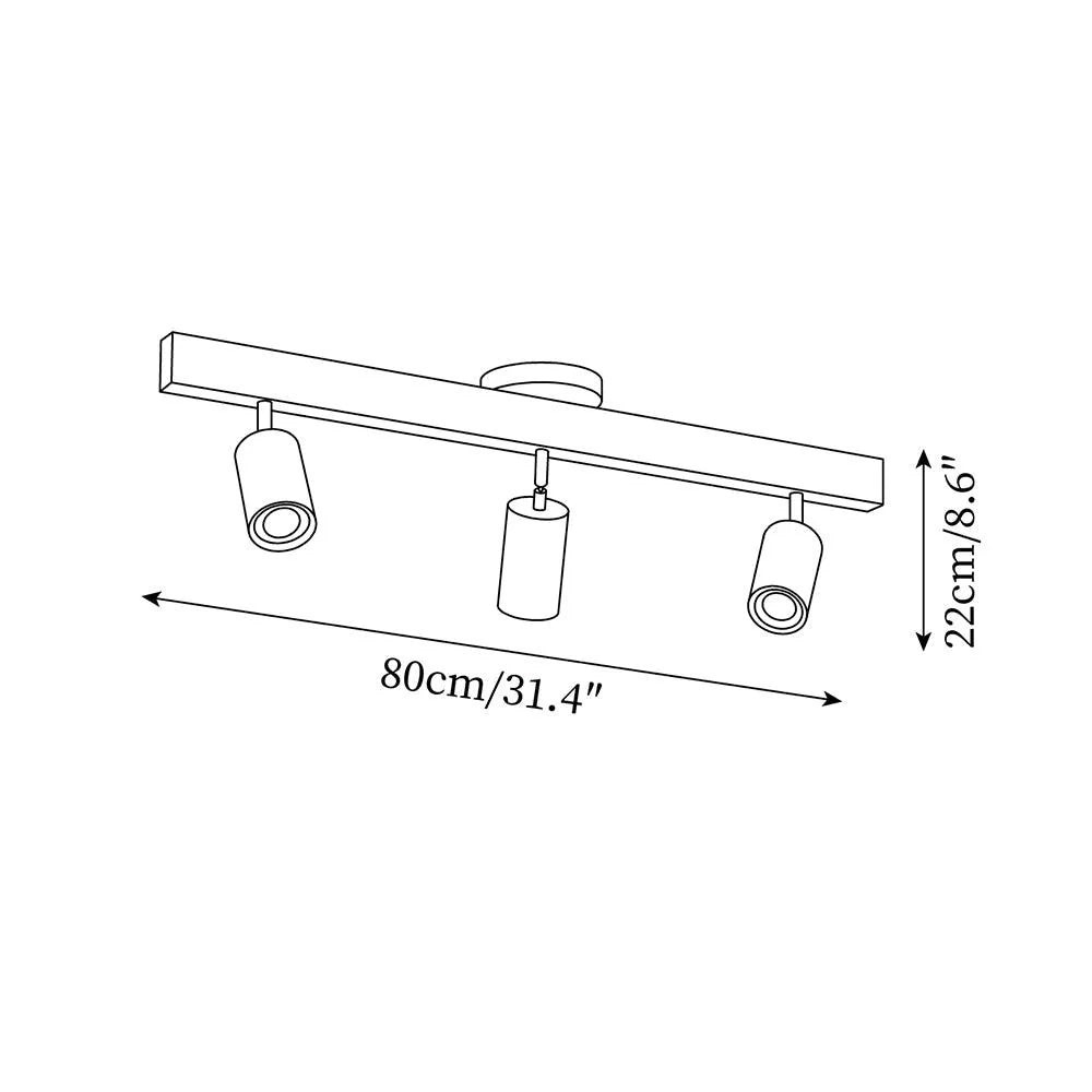 Track Light Wood LED 120.0 cm Natural Ceiling Wall Living Room Dining Room Adjustable Spotlight Fixture | Thomler