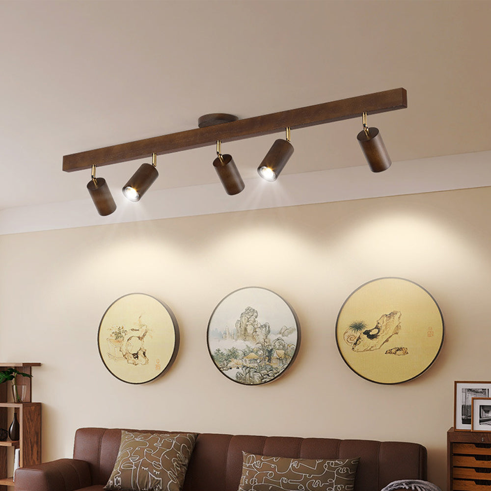 Track Light Wood LED 120.0 cm Natural Ceiling Wall Living Room Dining Room Adjustable Spotlight Fixture | Thomler