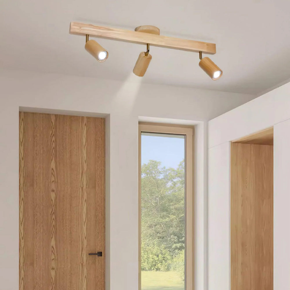 Track Light Wood LED 120.0 cm Natural Ceiling Wall Living Room Dining Room Adjustable Spotlight Fixture | Thomler