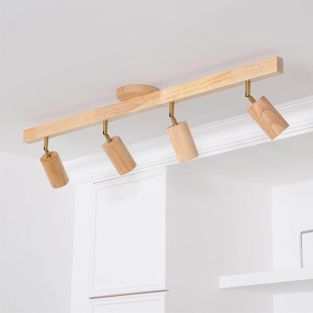 Track Light Wood LED 120.0 cm Natural Ceiling Wall Living Room Dining Room Adjustable Spotlight Fixture | Thomler