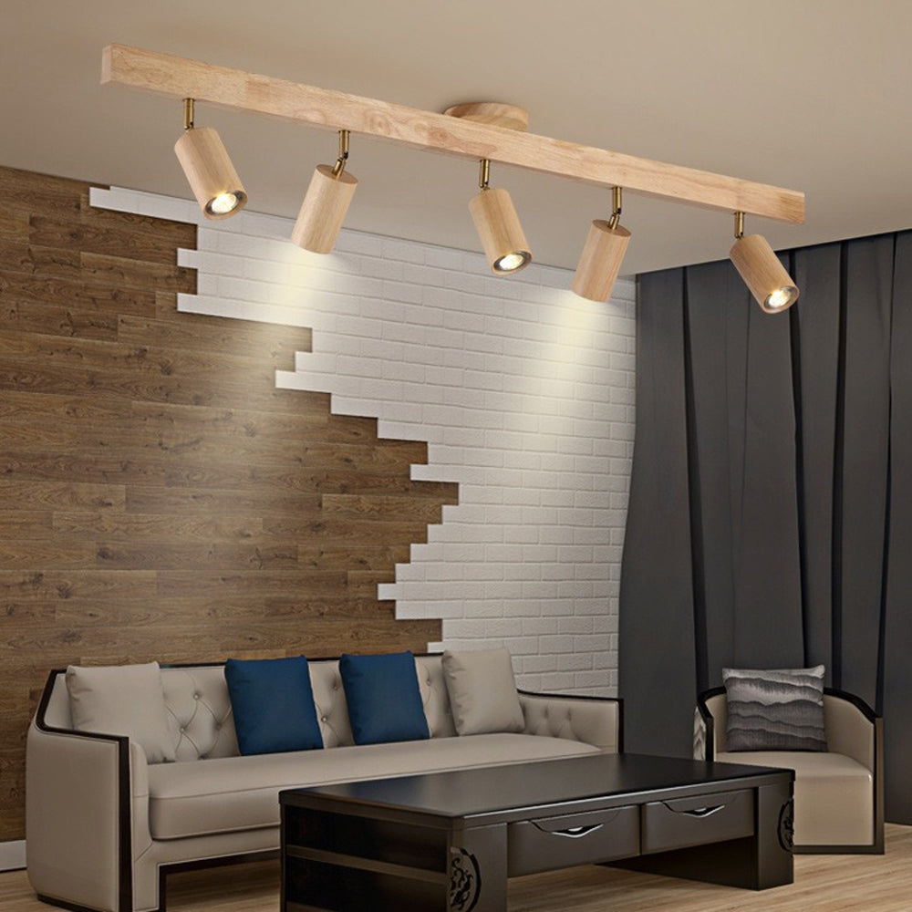 Ceiling Light Wood LED 39.3 in Adjustable Indoor Dining Living Room Modern Track Lighting | Thomler