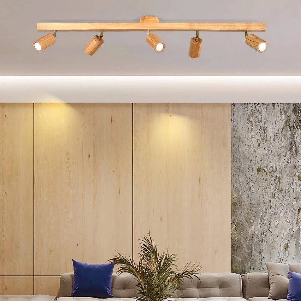 Ceiling Light Wood LED 39.3 in Adjustable Indoor Dining Living Room Modern Track Lighting | Thomler