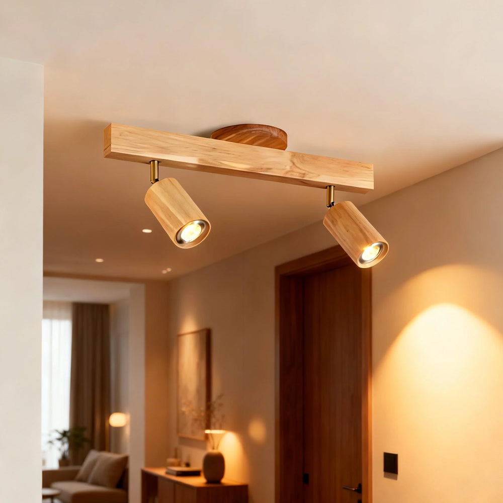 Ceiling Light Wood LED 39.3 in Adjustable Indoor Dining Living Room Modern Track Lighting | Thomler