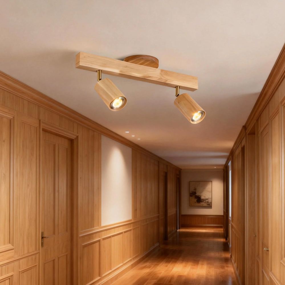 Ceiling Light Wood LED 39.3 in Adjustable Indoor Dining Living Room Modern Track Lighting | Thomler