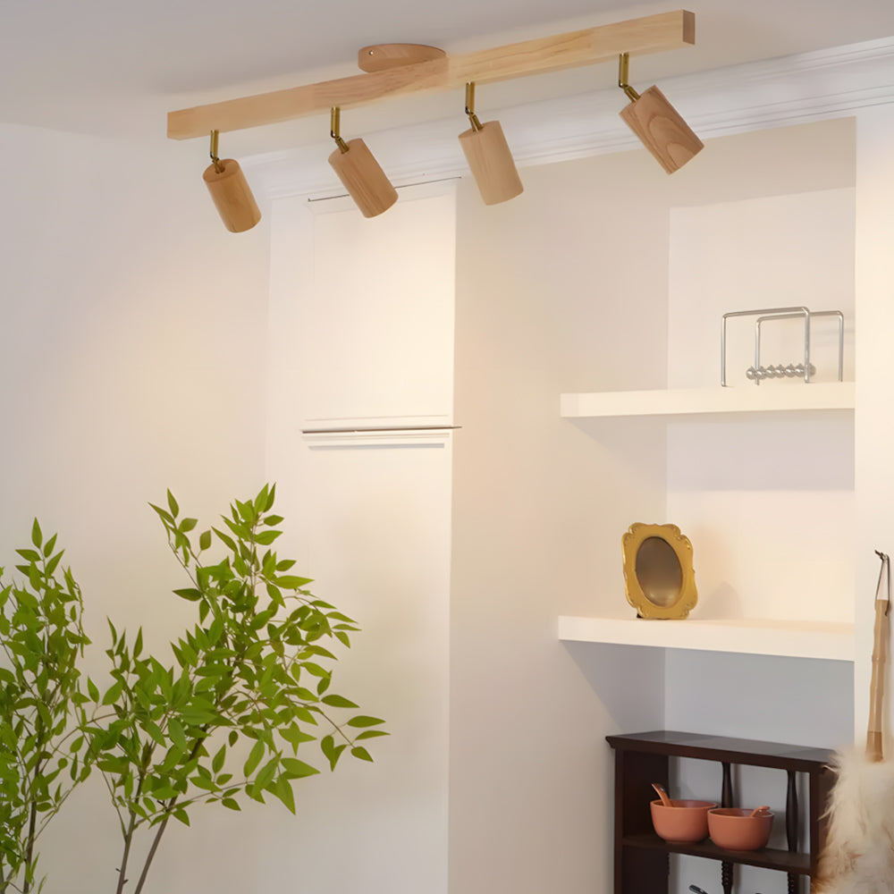 Ceiling Light Wood LED 39.3 in Adjustable Indoor Dining Living Room Modern Track Lighting | Thomler
