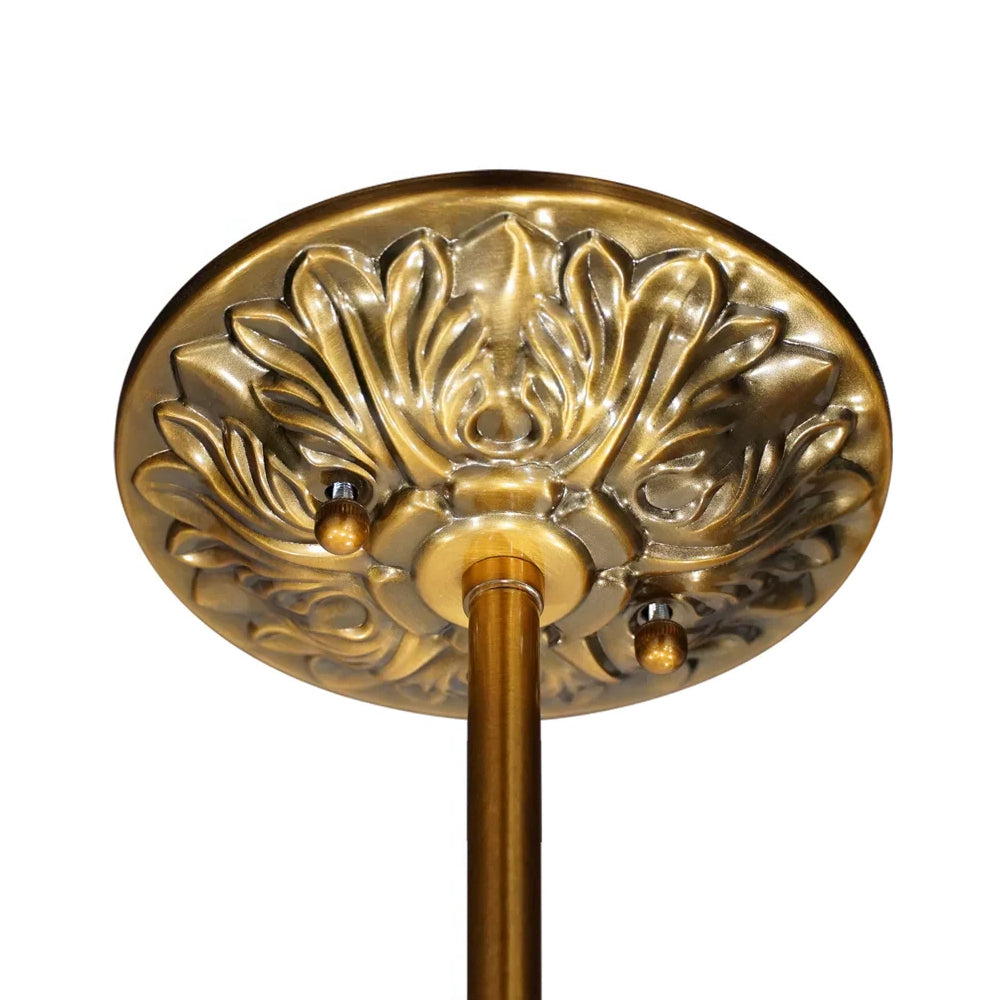 Pendant Light Glass Pumpkin Shade 38.0 cm Amber Vintage Brass Dining Room Bedroom Hanging Ceiling Lamp | Thomler