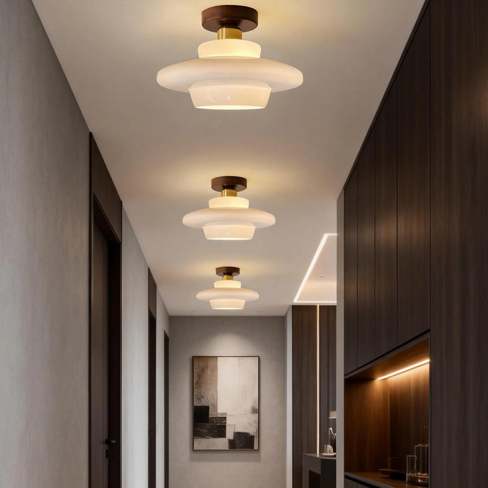 Ceiling Lamp Walnut Glass 30.0 cm Copper Hallway Kitchen Dining Room Scandinavian Nordic Flush Mount Lighting | Thomler