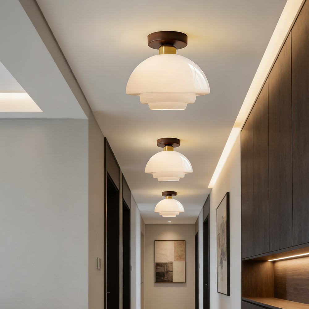 Ceiling Lamp Walnut Glass 32.0 cm Copper Hallway Kitchen Nordic Flush Mount Light | Thomler