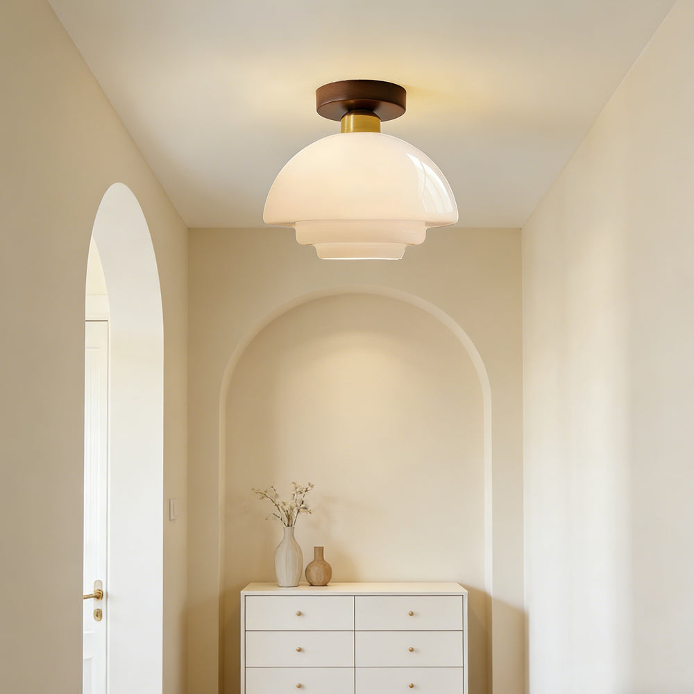 Ceiling Lamp Walnut Glass 30.0 cm Copper Hallway Kitchen Dining Room Scandinavian Nordic Flush Mount Lighting | Thomler