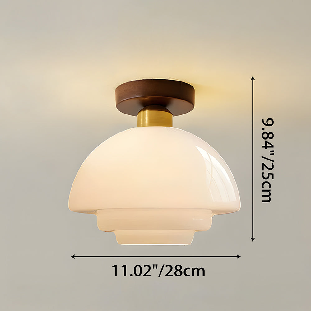 Ceiling Lamp Walnut Glass 30.0 cm Copper Hallway Kitchen Dining Room Scandinavian Nordic Flush Mount Lighting | Thomler