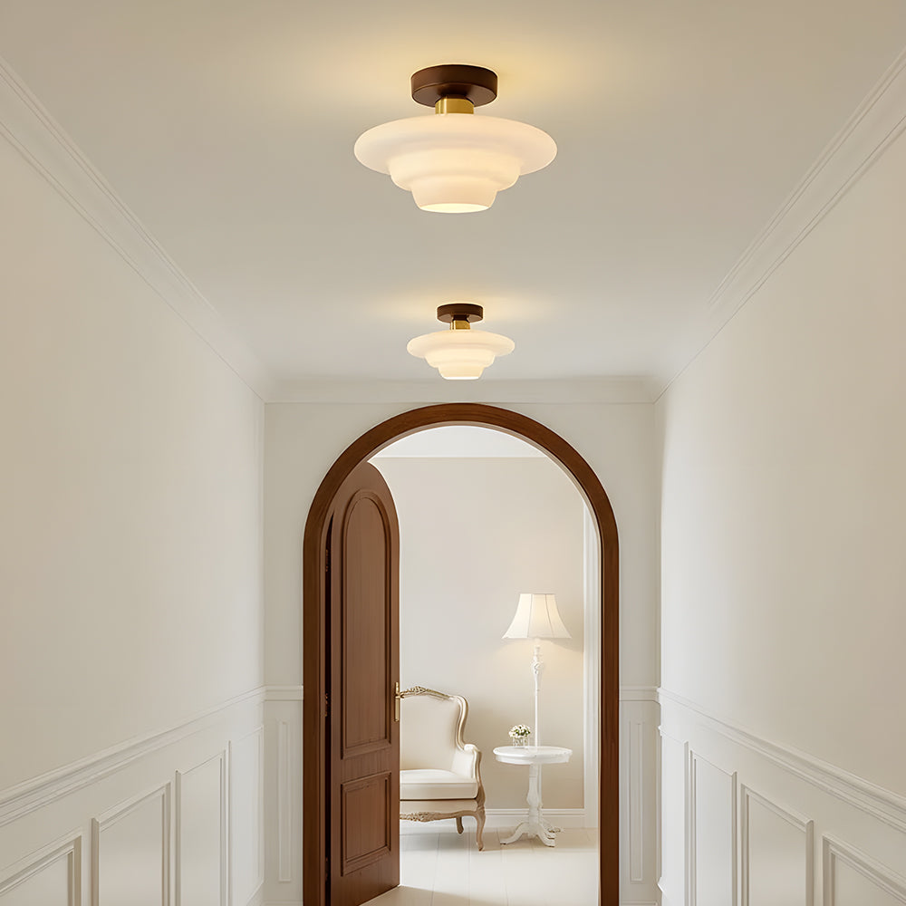 Ceiling Lamp Walnut Glass 32.0 cm Copper Hallway Kitchen Nordic Flush Mount Light | Thomler