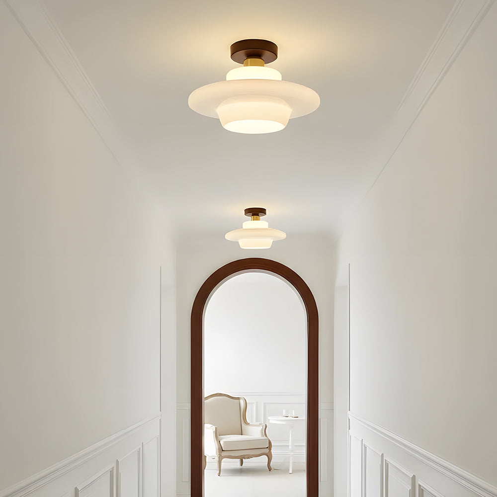 Ceiling Lamp Walnut Glass 32.0 cm Copper Hallway Kitchen Nordic Flush Mount Light | Thomler