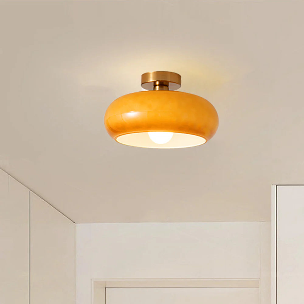 Pendant Light Glass Dome 28.0 cm Amber Dining Room Kitchen Island Vintage Hanging Ceiling Lamp | Thomler