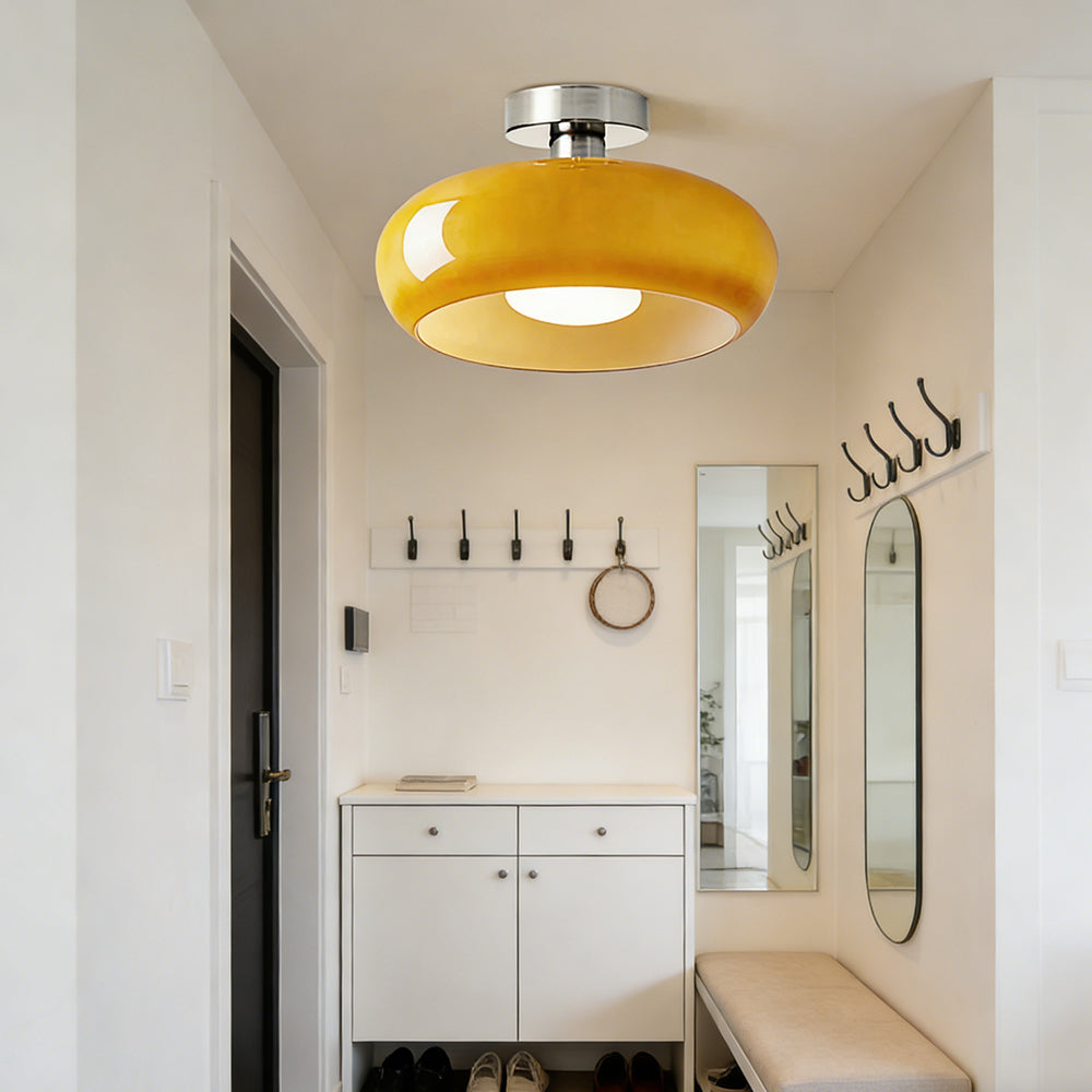 Pendant Light Glass Dome 28.0 cm Amber Dining Room Kitchen Island Vintage Hanging Ceiling Lamp | Thomler