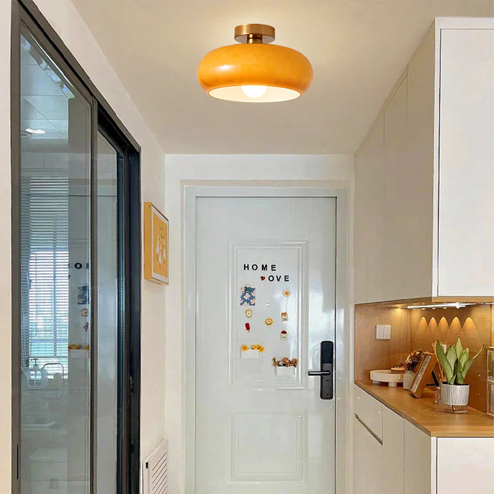 Pendant Light Glass Dome 28.0 cm Amber Dining Room Kitchen Island Vintage Hanging Ceiling Lamp E27 | Thomler