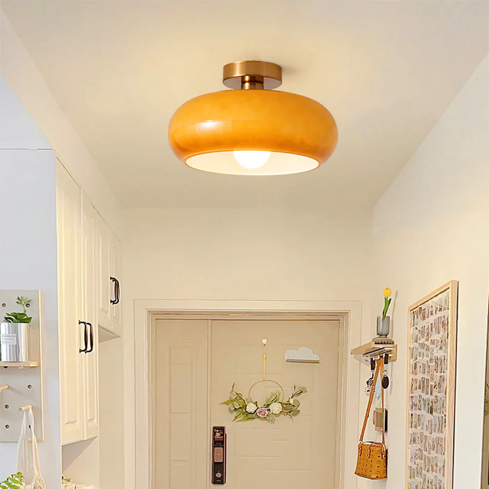 Pendant Light Glass Dome 28.0 cm Amber Dining Room Kitchen Island Vintage Hanging Ceiling Lamp | Thomler