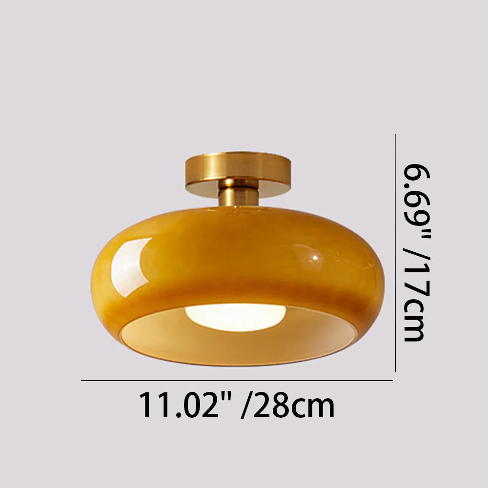 Pendant Light Glass Dome Ø 28.0 cm Amber Dining Room Kitchen Island Vintage Hanging Ceiling Lamp | Thomler