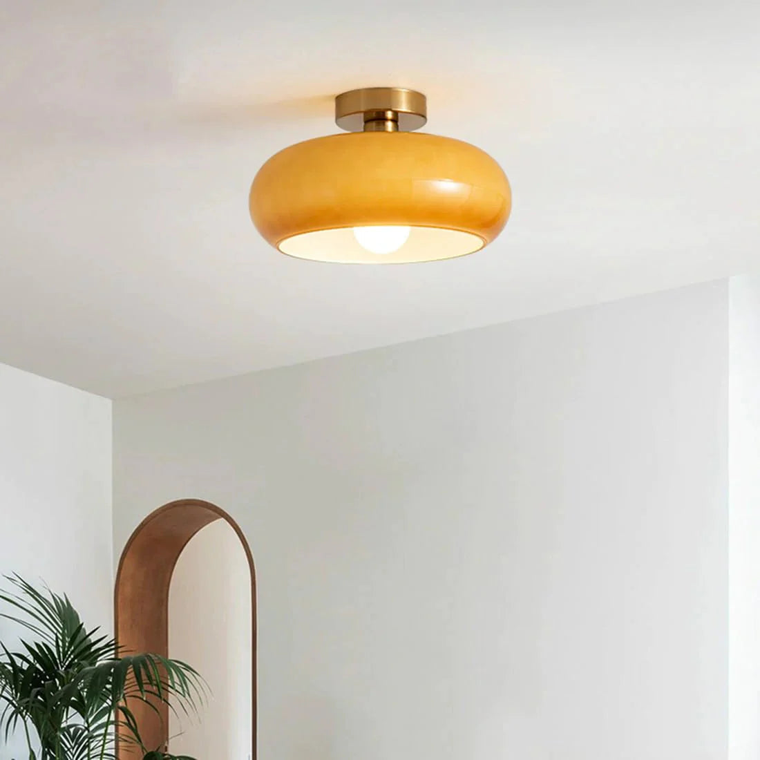 Pendant Light Glass Dome 28.0 cm Amber Dining Room Kitchen Island Vintage Hanging Ceiling Lamp | Thomler