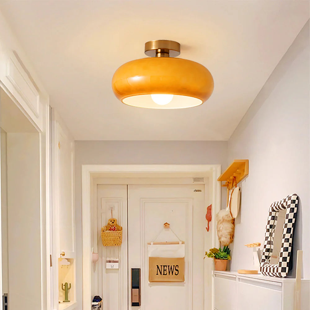 Pendant Light Glass Dome 28.0 cm Amber Dining Room Kitchen Island Vintage Hanging Ceiling Lamp | Thomler