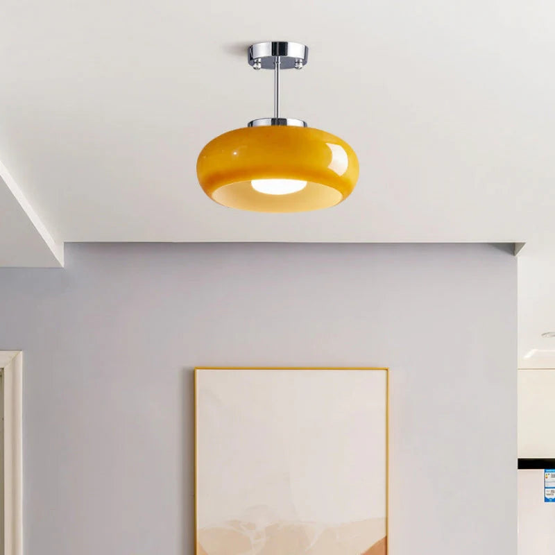 Pendant Light Glass Dome Ø 28.0 cm Amber Dining Room Kitchen Island Vintage Hanging Ceiling Lamp | Thomler
