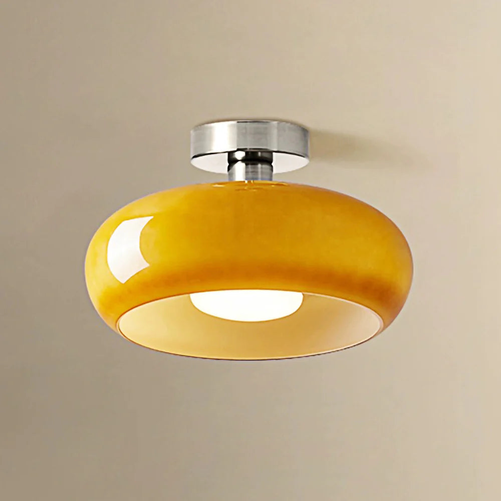 Pendant Light Glass Dome Ø 28.0 cm Amber Dining Room Kitchen Island Vintage Hanging Ceiling Lamp | Thomler