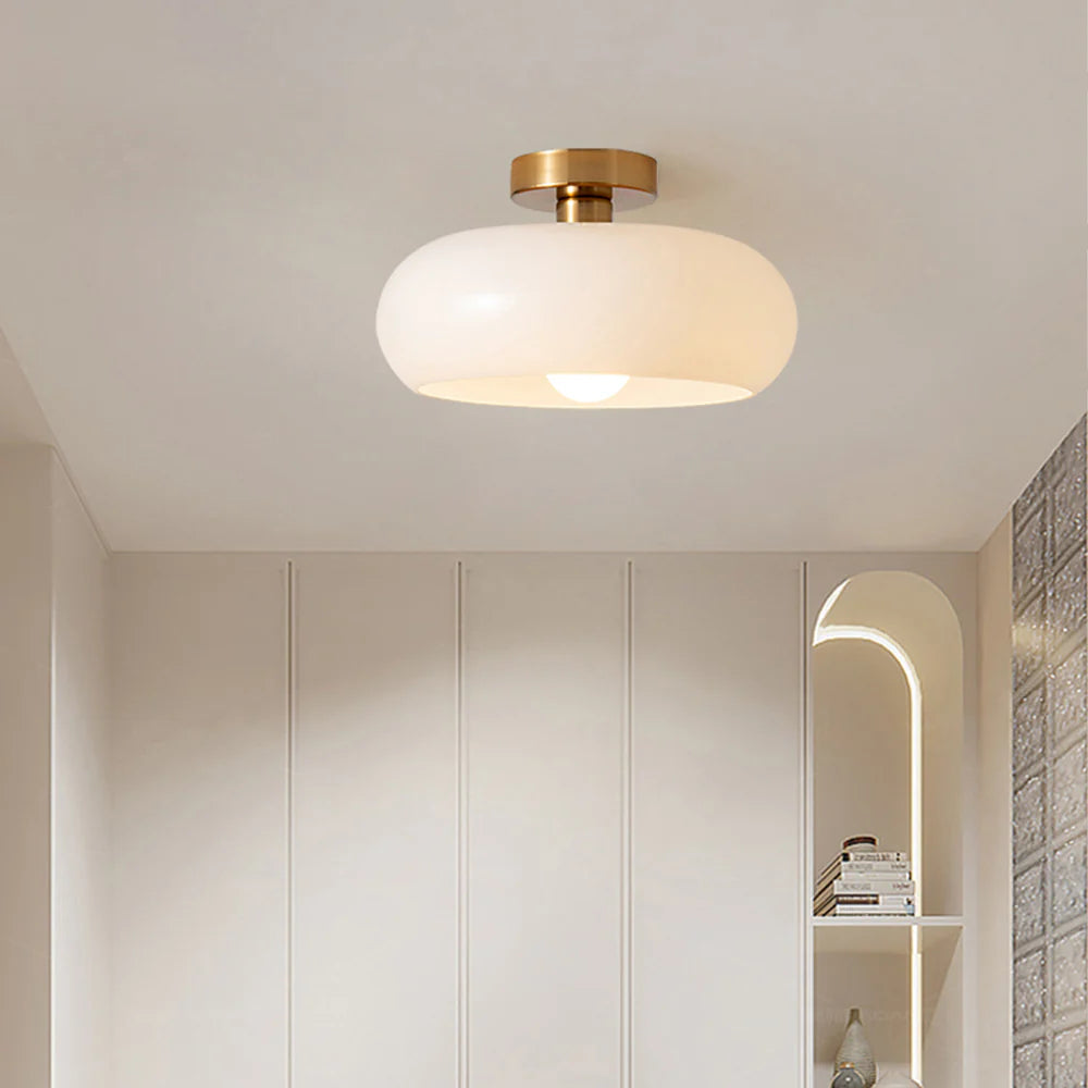 Pendant Light Glass Dome 28.0 cm Amber Dining Room Kitchen Island Vintage Hanging Ceiling Lamp E27 | Thomler