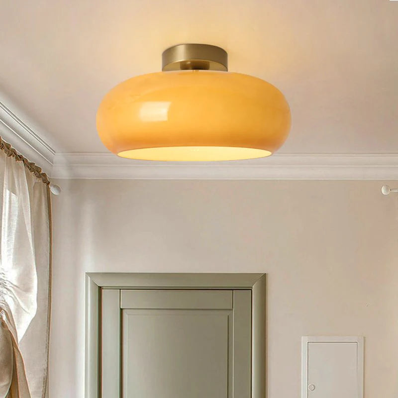 Pendant Light Glass Dome Ø 28.0 cm Amber Dining Room Kitchen Island Vintage Hanging Ceiling Lamp | Thomler
