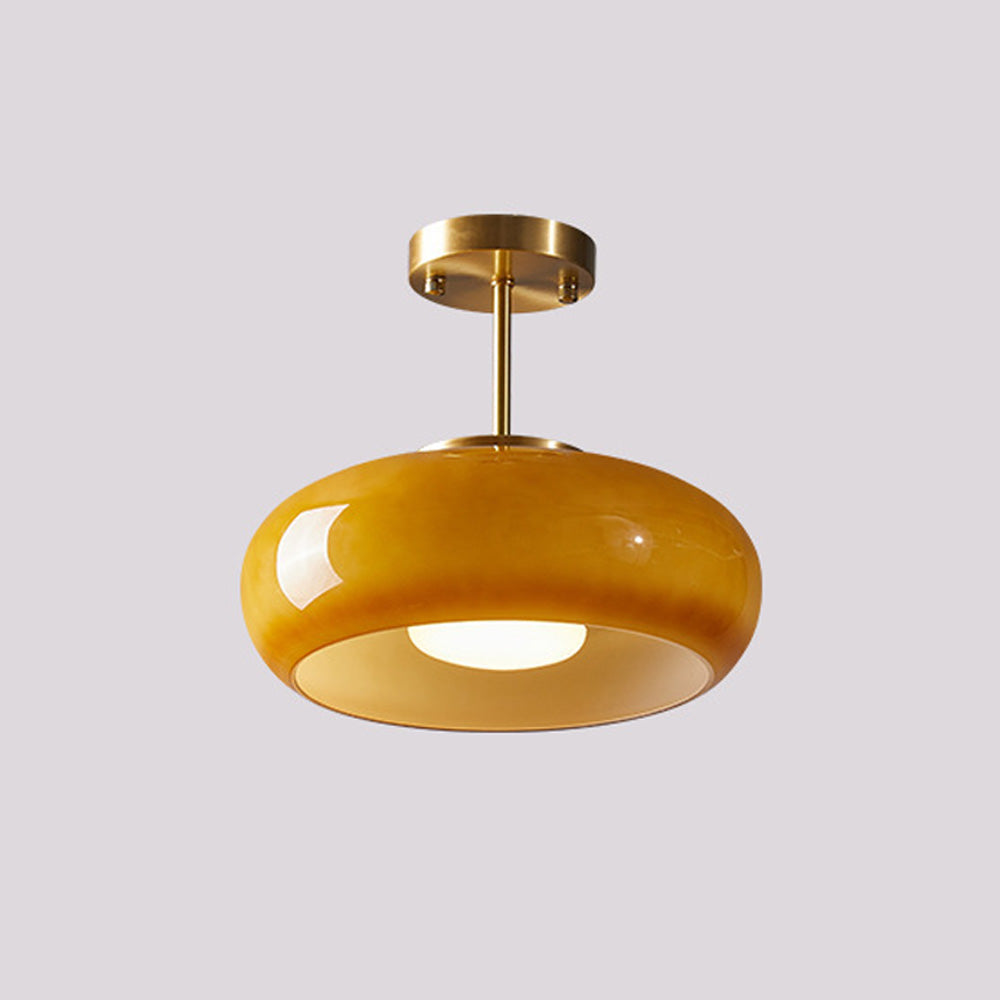 Pendant Light Glass Dome Ø 28.0 cm Amber Dining Room Kitchen Island Vintage Hanging Ceiling Lamp | Thomler