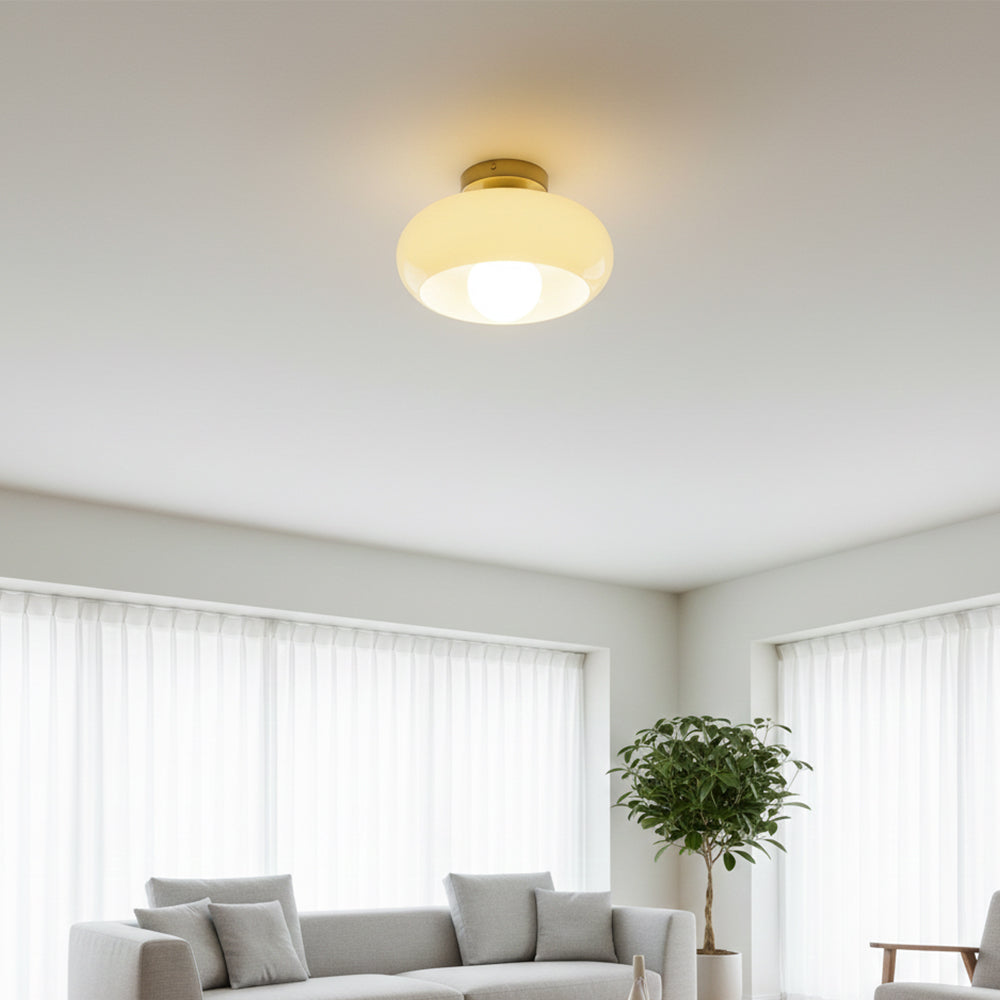 Ceiling Light Glass 11 in Semi Flush Mount Indoor Bedroom Hallway Living Room Pendant Lamp Modern Mid Century Style | Thomler