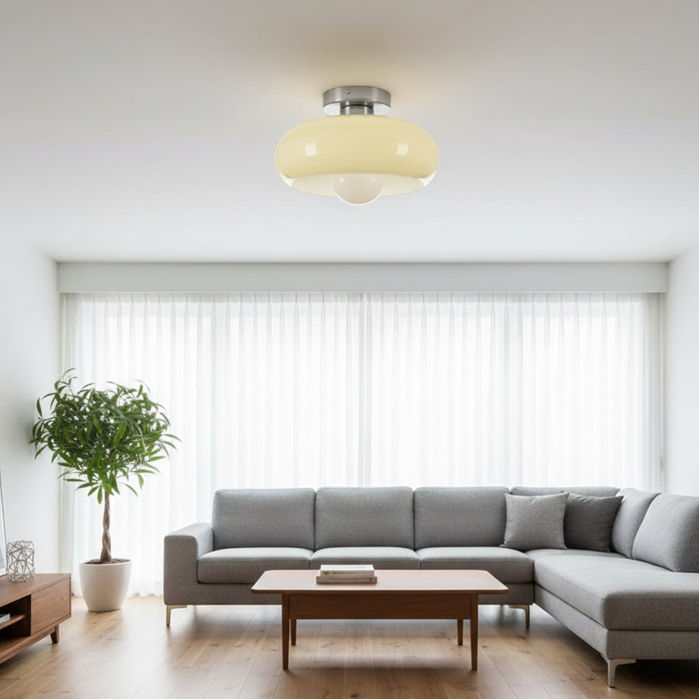 Ceiling Light Glass 11 in Semi Flush Mount Indoor Bedroom Hallway Living Room Pendant Lamp Modern Mid Century Style | Thomler