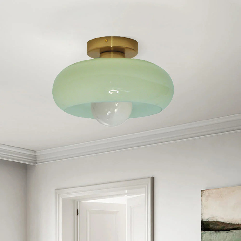 Ceiling Light Glass 11 in Semi Flush Mount Indoor Bedroom Hallway Living Room Pendant Lamp Modern Mid Century Style | Thomler