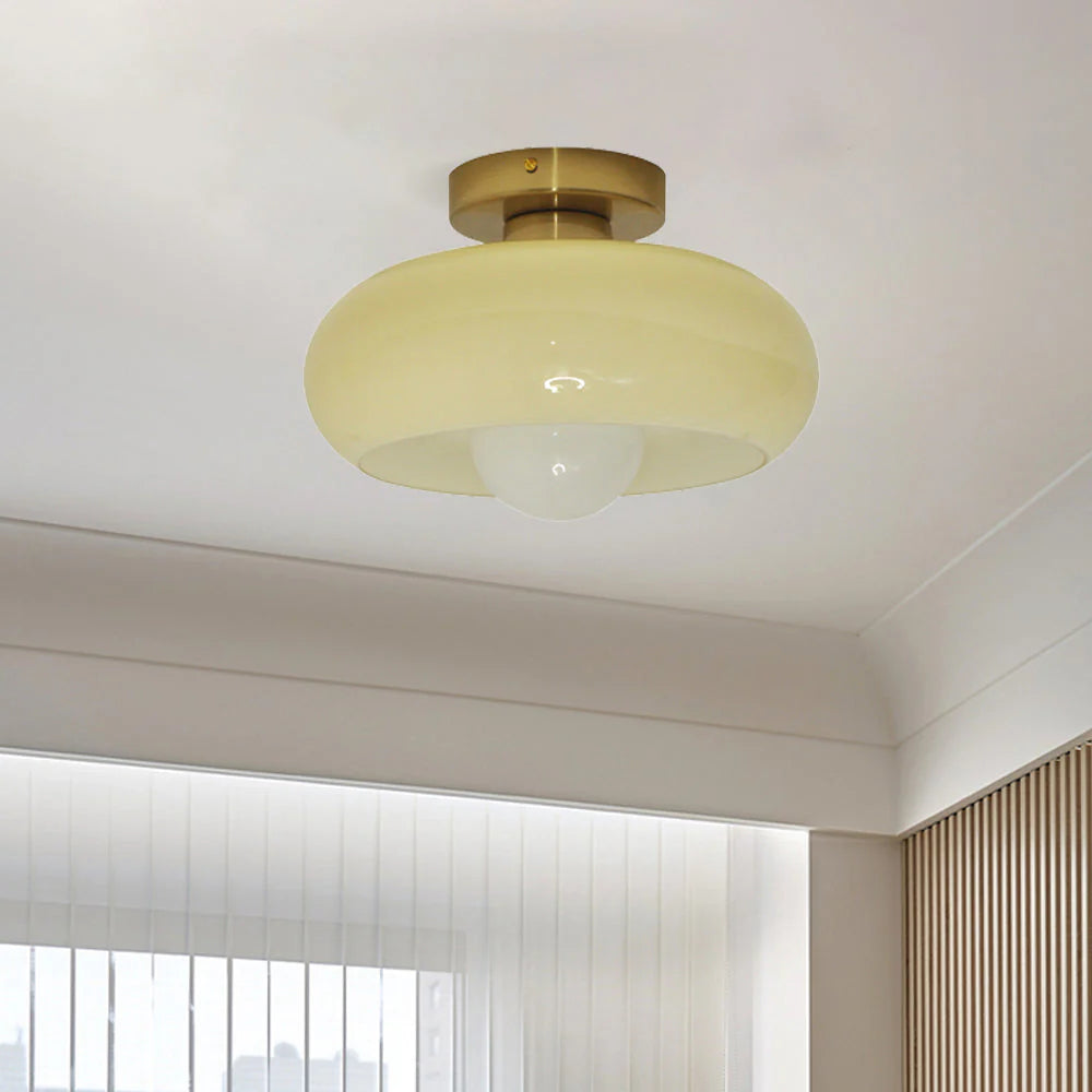Ceiling Light Glass 11 in Semi Flush Mount Indoor Bedroom Hallway Living Room Pendant Lamp Modern Mid Century Style | Thomler