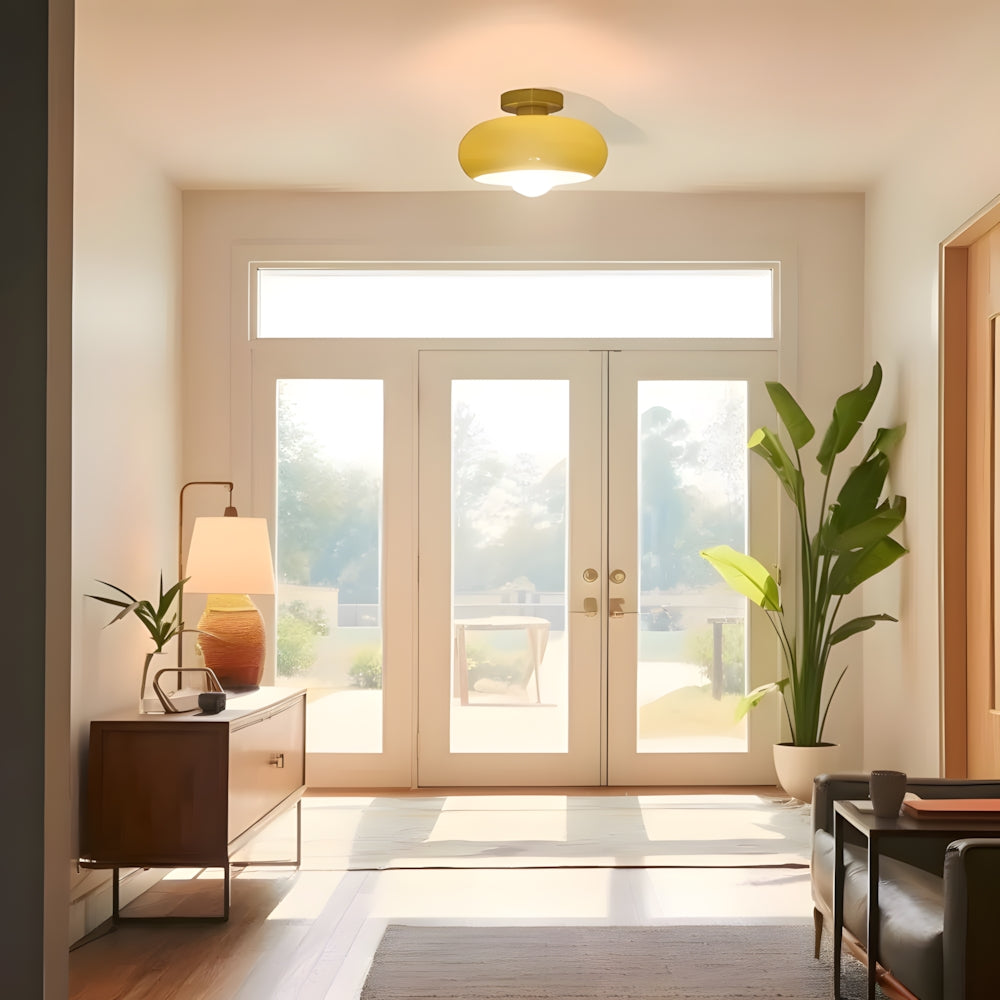 Ceiling Light Glass 11 in Semi Flush Mount Indoor Bedroom Hallway Living Room Pendant Lamp Modern Mid Century Style | Thomler