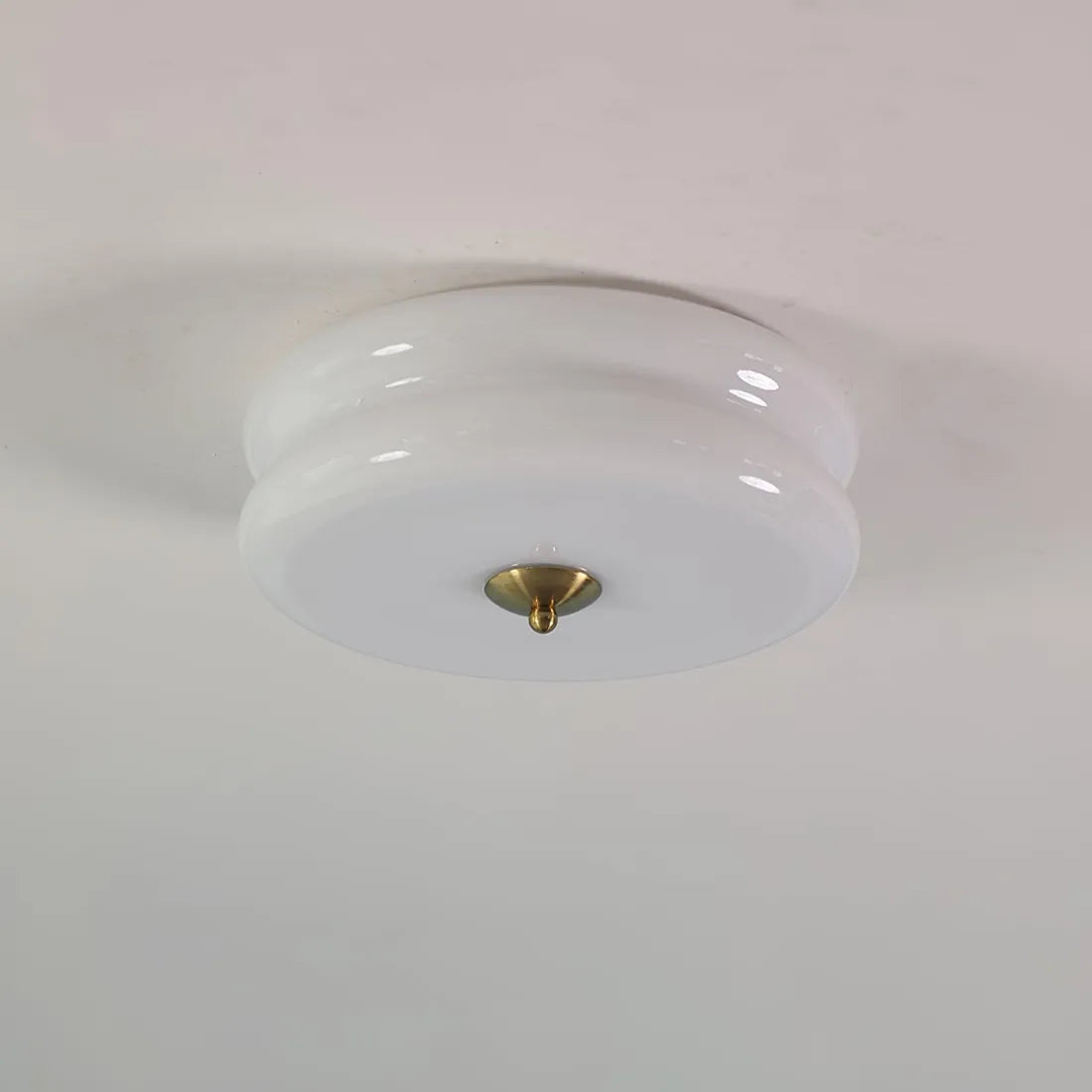 Ceiling Lamp Glass 40.0 cm White Gold Vintage Living Room Flush Mount Industrial Lighting | Thomler
