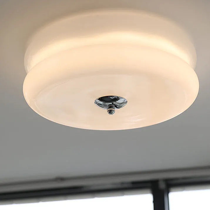 Ceiling Lamp Glass 40.0 cm White Gold Vintage Living Room Flush Mount Industrial Lighting | Thomler
