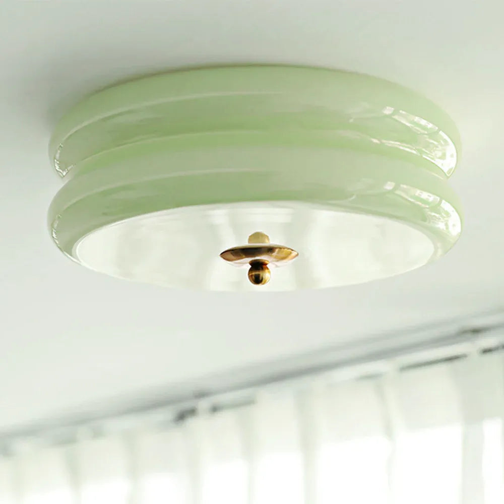 Ceiling Lamp Glass 40.0 cm White Gold Vintage Living Room Flush Mount Industrial Lighting | Thomler