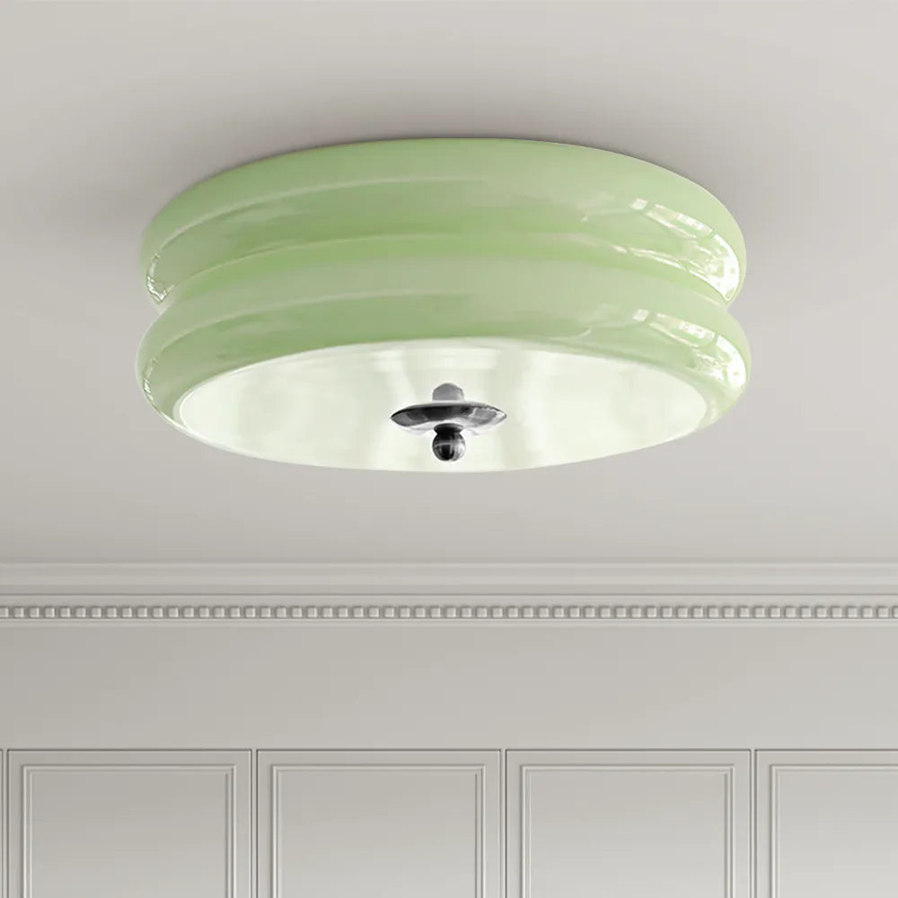 Ceiling Lamp Glass 40.0 cm White Gold Vintage Living Room Flush Mount Industrial Lighting | Thomler